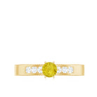 Genuine Yellow Sapphire Solitaire Band Ring with Diamond Yellow Sapphire - ( AAA ) - Quality - Rosec Jewels