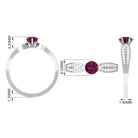 1 CT Six Prong Set Rhodolite Engagement Ring with Diamond Side Stones Rhodolite - ( AAA ) - Quality - Rosec Jewels