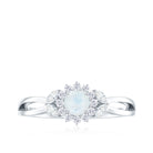 Moonstone and Diamond Flower Engagement Ring with Split Shank Moonstone - ( AAA ) - Quality - Rosec Jewels