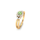 Green Sapphire and Diamond Flower Engagement Ring with Split Shank Green Sapphire - ( AAA ) - Quality - Rosec Jewels