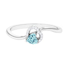 1/4 CT Aquamarine Heart Promise Ring with Diamond Aquamarine - ( AAA ) - Quality - Rosec Jewels