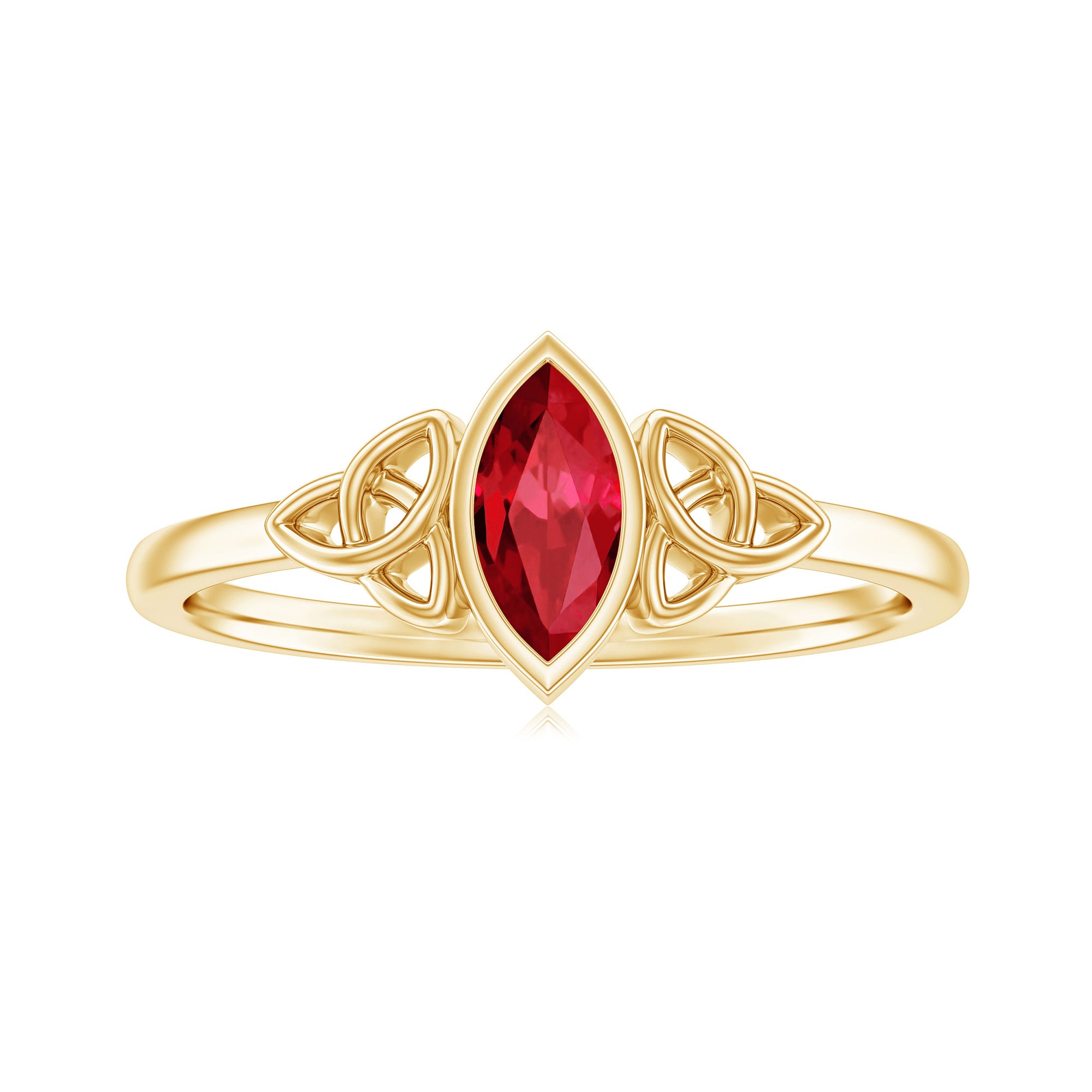 Marquise Cut Created Ruby Solitaire Celtic Knot Ring Lab Created Ruby - ( AAAA ) - Quality - Rosec Jewels