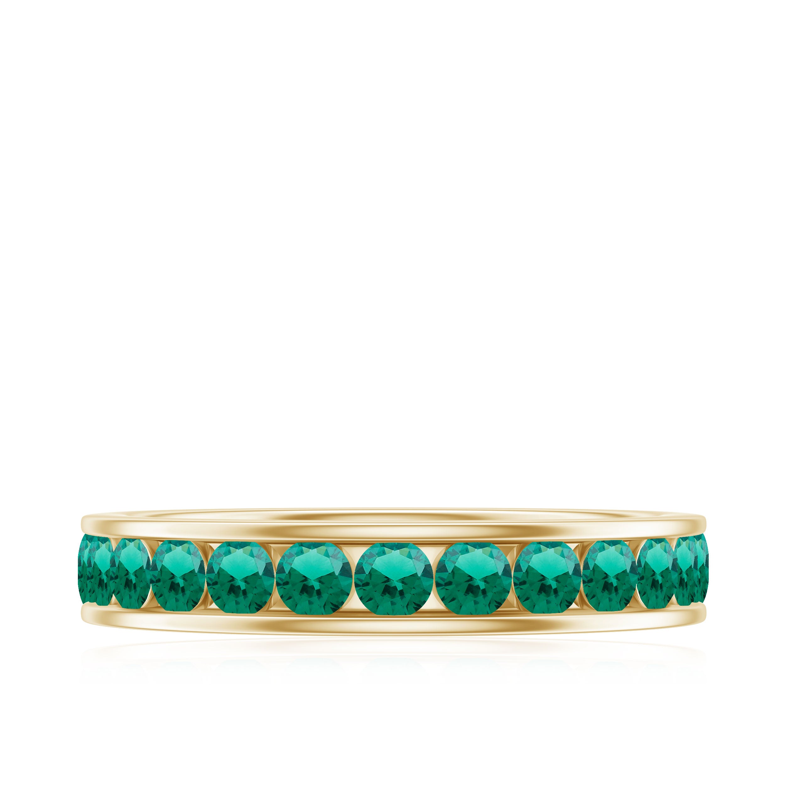 Round Created Emerald Full Eternity Ring in Channel Setting Lab Created Emerald - ( AAAA ) - Quality - Rosec Jewels