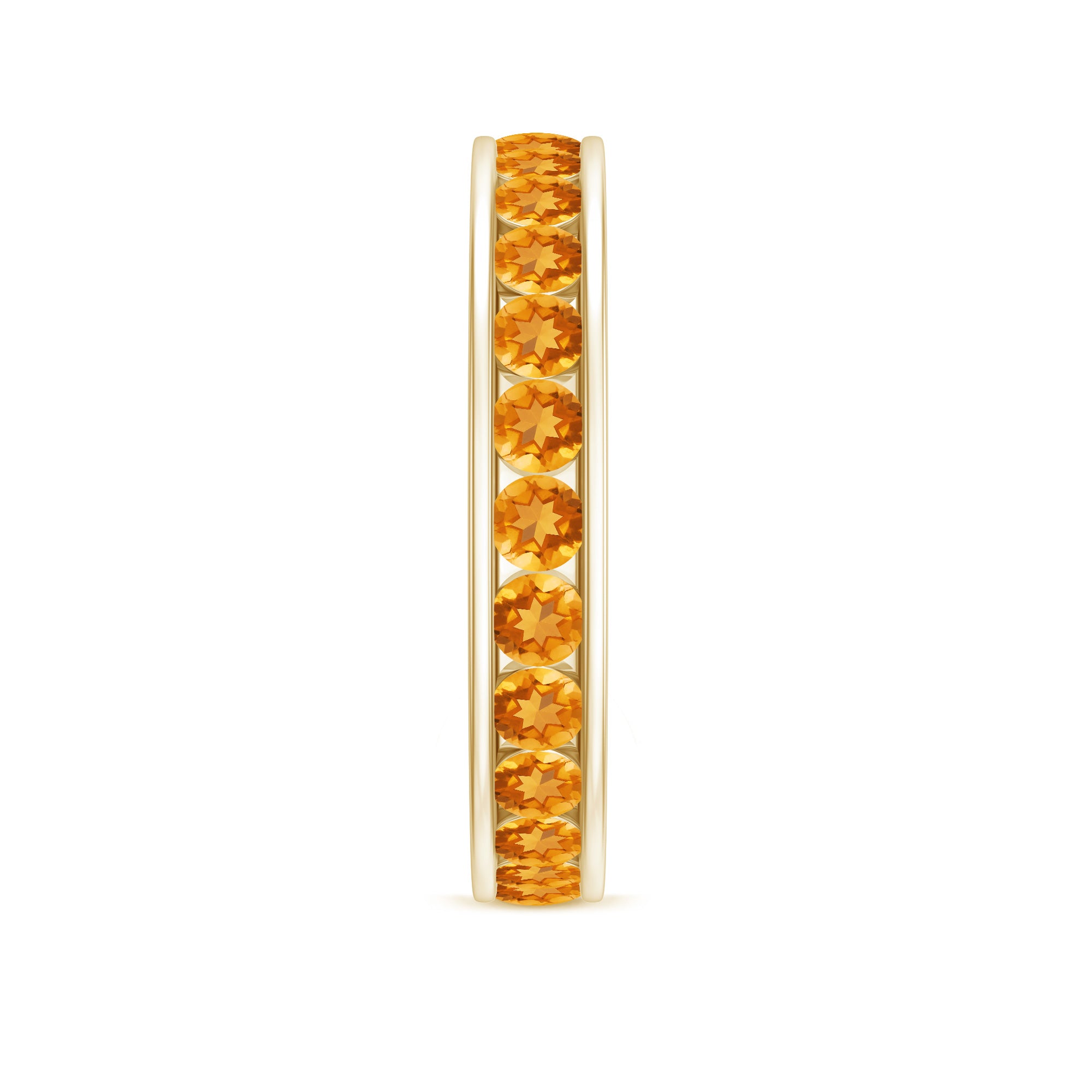 Round Citrine Full Eternity Band Ring in Channel Setting Citrine - ( AAA ) - Quality - Rosec Jewels