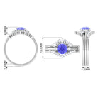 1.5 CT Round Tanzanite Designer Trio Wedding Ring Set with Diamond Tanzanite - ( AAA ) - Quality - Rosec Jewels