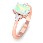 Octagon Cut Ethiopian Opal Engagement Ring with Diamond Trio Ethiopian Opal - ( AAA ) - Quality - Rosec Jewels