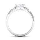 Oval Cut Moissanite Solitaire Statement Engagement Ring with Accent Moissanite - ( D-VS1 ) - Color and Clarity - Rosec Jewels