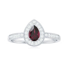 Classic Rhodolite and Diamond Halo Engagement Ring Rhodolite - ( AAA ) - Quality - Rosec Jewels