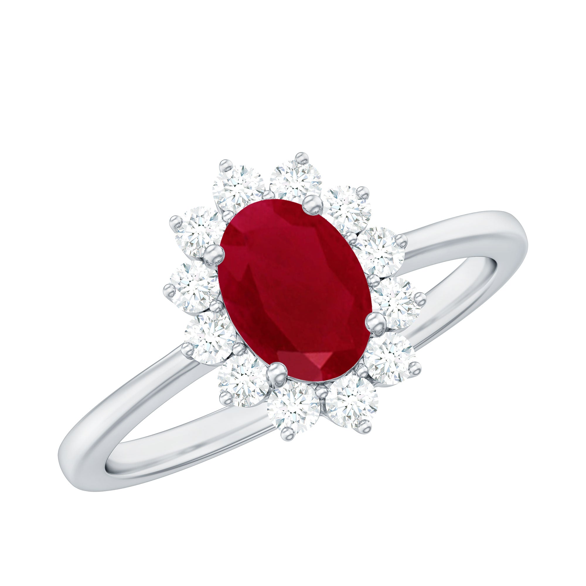 Princess Diana Inspired Ruby and Diamond Engagement Ring Ruby - ( AAA ) - Quality - Rosec Jewels