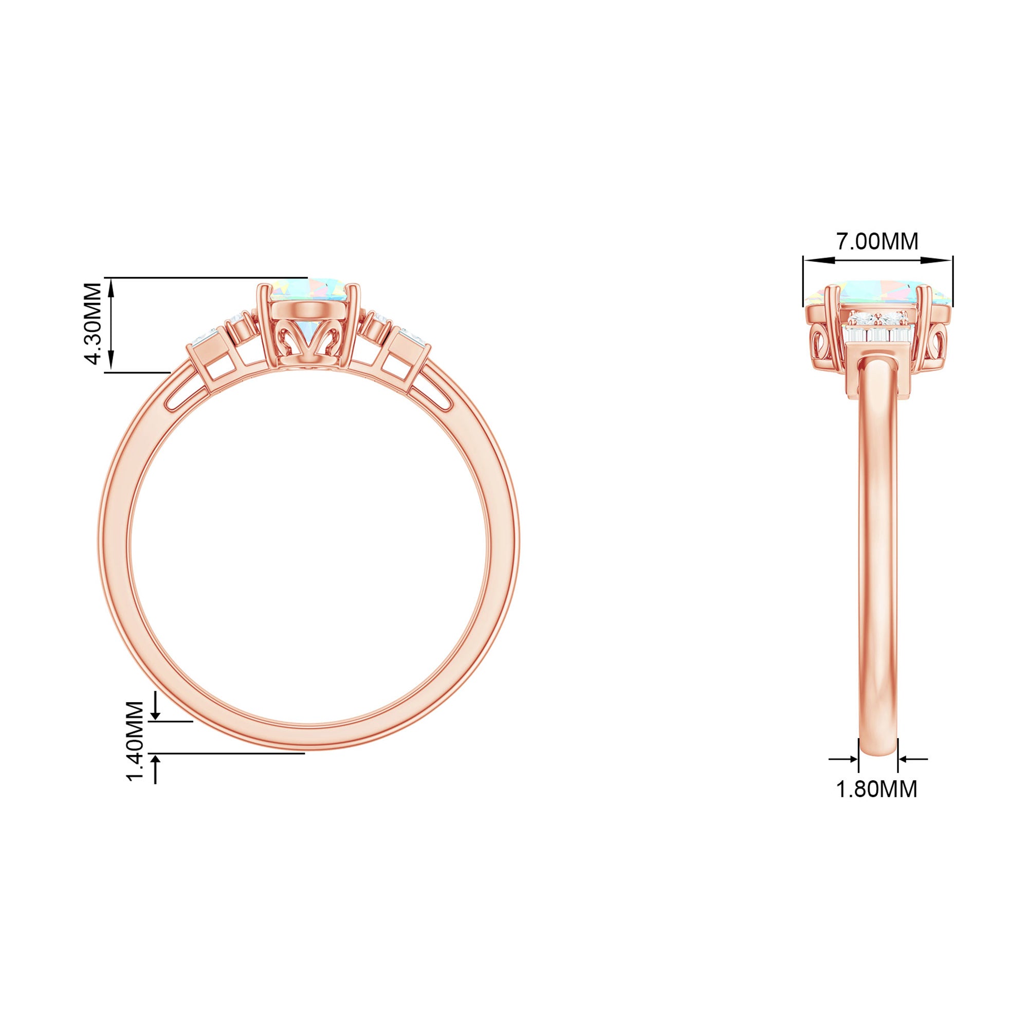 1 CT Oval Cut Ethiopian Opal and Diamond Classic Ring Ethiopian Opal - ( AAA ) - Quality - Rosec Jewels