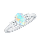 1 CT Oval Cut Ethiopian Opal and Diamond Classic Ring Ethiopian Opal - ( AAA ) - Quality - Rosec Jewels