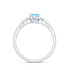 Oval Cut Aquamarine Classic Engagement Ring with Diamond Aquamarine - ( AAA ) - Quality - Rosec Jewels