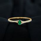 Oval Lab Grown Emerald Promise Ring with Diamond Split Shank Lab Created Emerald - ( AAAA ) - Quality - Rosec Jewels