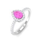 Minimal Pink Sapphire Engagement Ring with Diamond Accent Pink Sapphire - ( AAA ) - Quality - Rosec Jewels