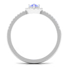 Pear Shape Tanzanite and Diamond Halo Ring Tanzanite - ( AAA ) - Quality - Rosec Jewels