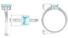 Emerald Cut Shape Sky Blue Topaz Solitaire Engagement Ring with Diamond Side Stones Sky Blue Topaz - ( AAA ) - Quality - Rosec Jewels