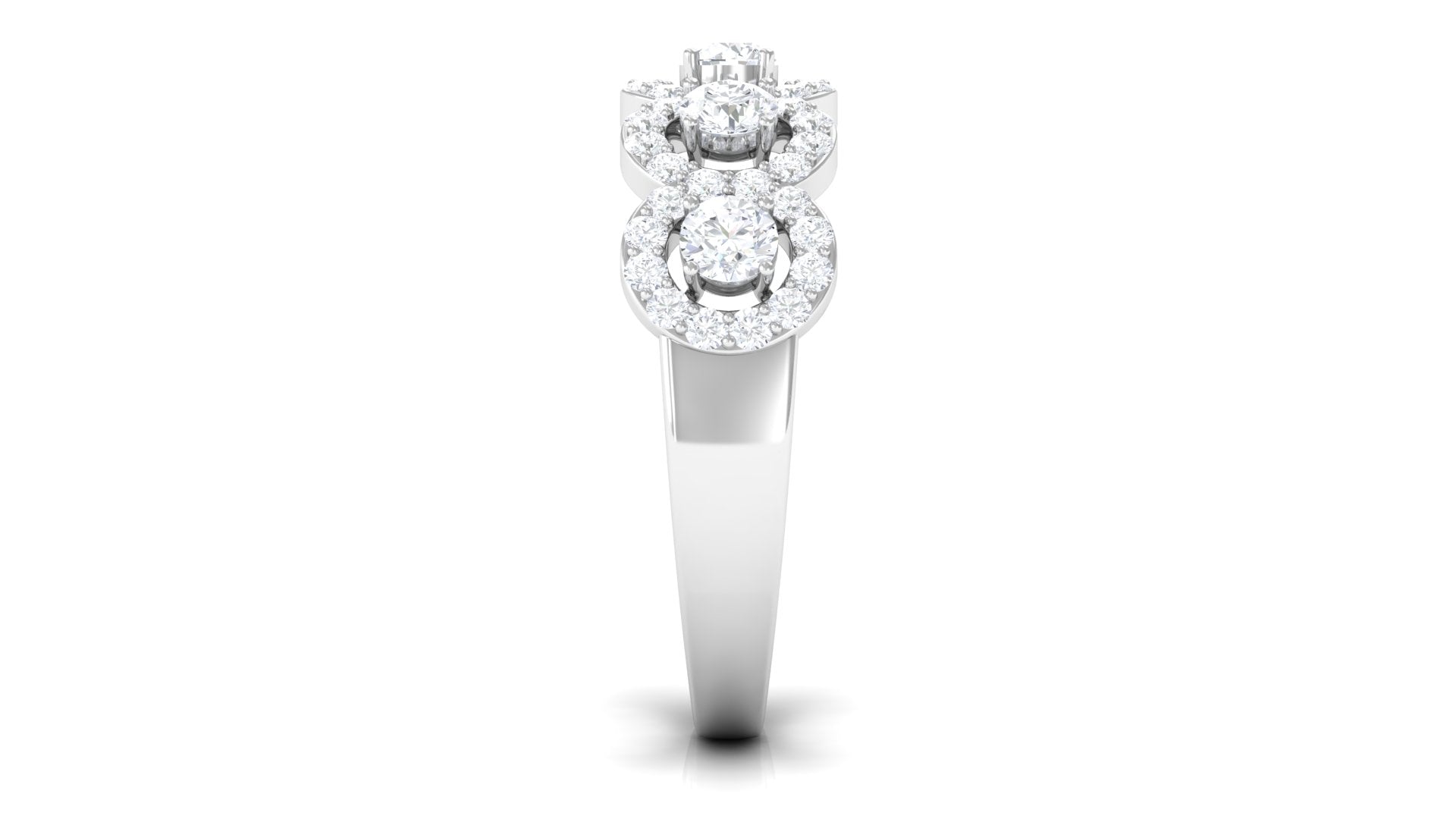 Classic Diamond Halo Half Eternity Ring Diamond - ( HI-SI ) - Color and Clarity - Rosec Jewels