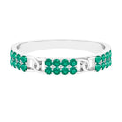 Real Emerald Interlock Wedding Band Emerald - ( AAA ) - Quality - Rosec Jewels