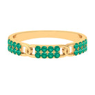 Real Emerald Interlock Wedding Band Emerald - ( AAA ) - Quality - Rosec Jewels