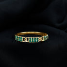 Real Emerald Interlock Wedding Band Emerald - ( AAA ) - Quality - Rosec Jewels