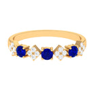 Created Blue Sapphire and Diamond Half Eternity Band Ring Lab Created Blue Sapphire - ( AAAA ) - Quality - Rosec Jewels