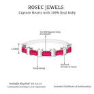 Baguette Cut Ruby Half Eternity Ring with Diamond Accent Ruby - ( AAA ) - Quality - Rosec Jewels