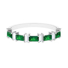 Baguette Cut Created Emerald and Diamond Half Eternity Ring Lab Created Emerald - ( AAAA ) - Quality - Rosec Jewels