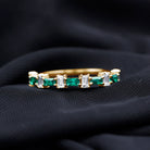 Baguette Cut Created Emerald and Diamond Half Eternity Ring Lab Created Emerald - ( AAAA ) - Quality - Rosec Jewels