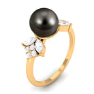 Nature Inspired Tahitian Pearl Engagement Ring with Diamond Accent Tahitian pearl - ( AAA ) - Quality - Rosec Jewels