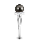 Tahitian Pearl Solitaire Ring with Diamond Accent Tahitian pearl - ( AAA ) - Quality - Rosec Jewels