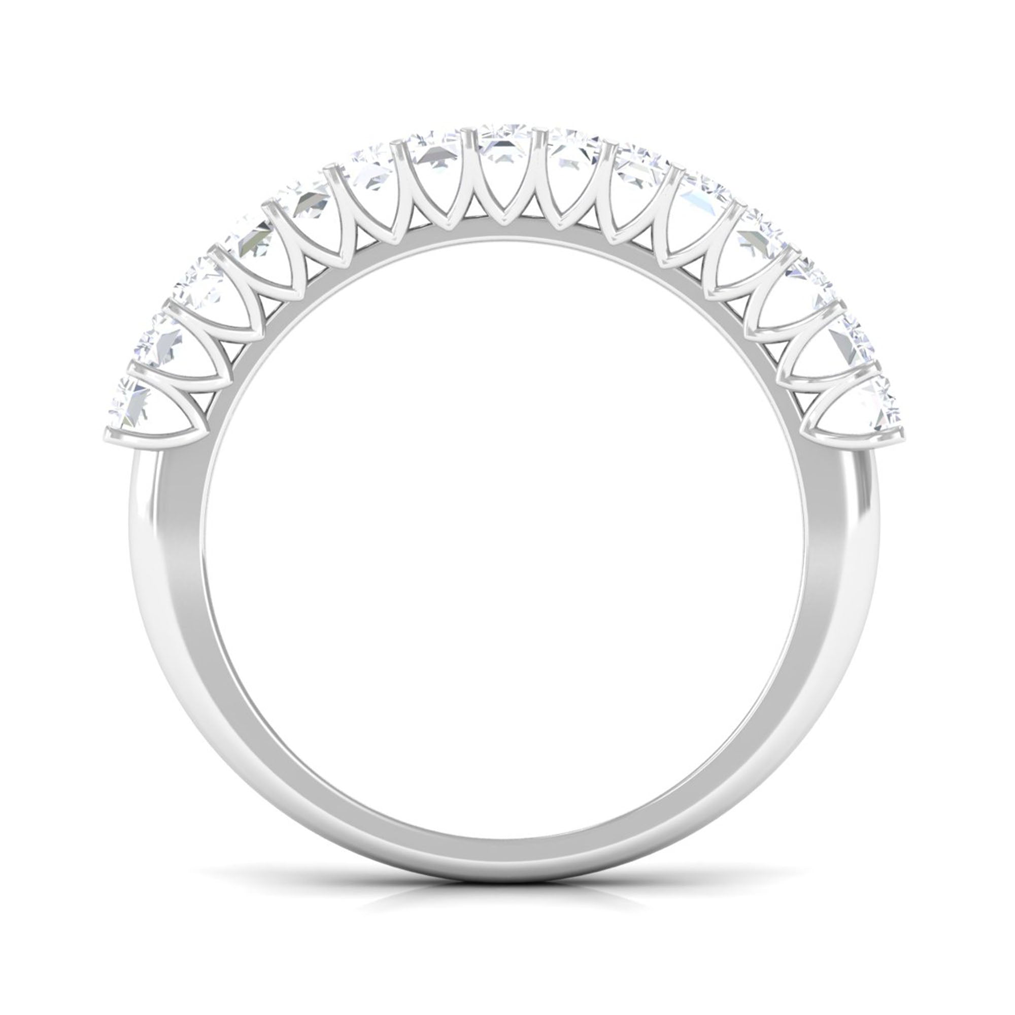 Baguette Cut Certified Moissanite Semi Eternity Band Ring Moissanite - ( D-VS1 ) - Color and Clarity - Rosec Jewels