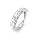 Baguette Cut Certified Moissanite Semi Eternity Band Ring Moissanite - ( D-VS1 ) - Color and Clarity - Rosec Jewels