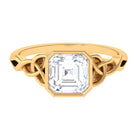 Asscher Cut Moissanite Solitaire Celtic Knot Ring Moissanite - ( D-VS1 ) - Color and Clarity - Rosec Jewels