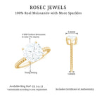 Cushion Cut Moissanite Solitaire Ring with Gold Twisted Rope Moissanite - ( D-VS1 ) - Color and Clarity - Rosec Jewels