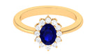 1.50 CT Oval Cut Blue Sapphire Princess Diana Inspired Engagement Ring with Diamond Accent Blue Sapphire - ( AAA ) - Quality - Rosec Jewels