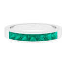 Princess Cut Created Emerald Half Eternity Band Ring in Channel Setting Lab Created Emerald - ( AAAA ) - Quality - Rosec Jewels