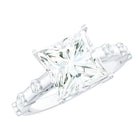 Rosec Jewels-3 CT Princess Cut Moissanite Solitaire Ring in Prong Setting and Hidden Style with Spaced Set Side Stones