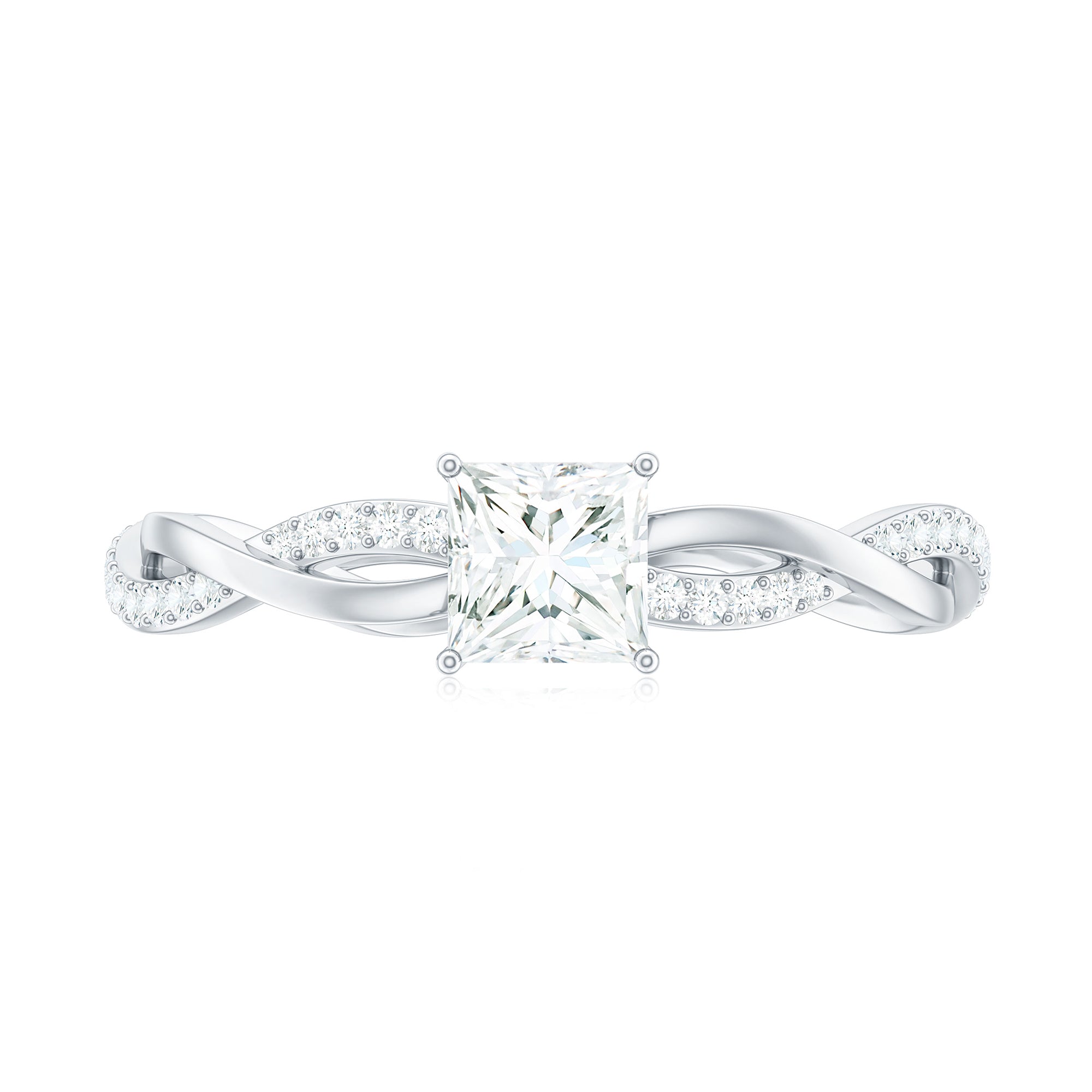 Princess Cut Moissanite Solitaire Braided Promise Ring Moissanite - ( D-VS1 ) - Color and Clarity - Rosec Jewels