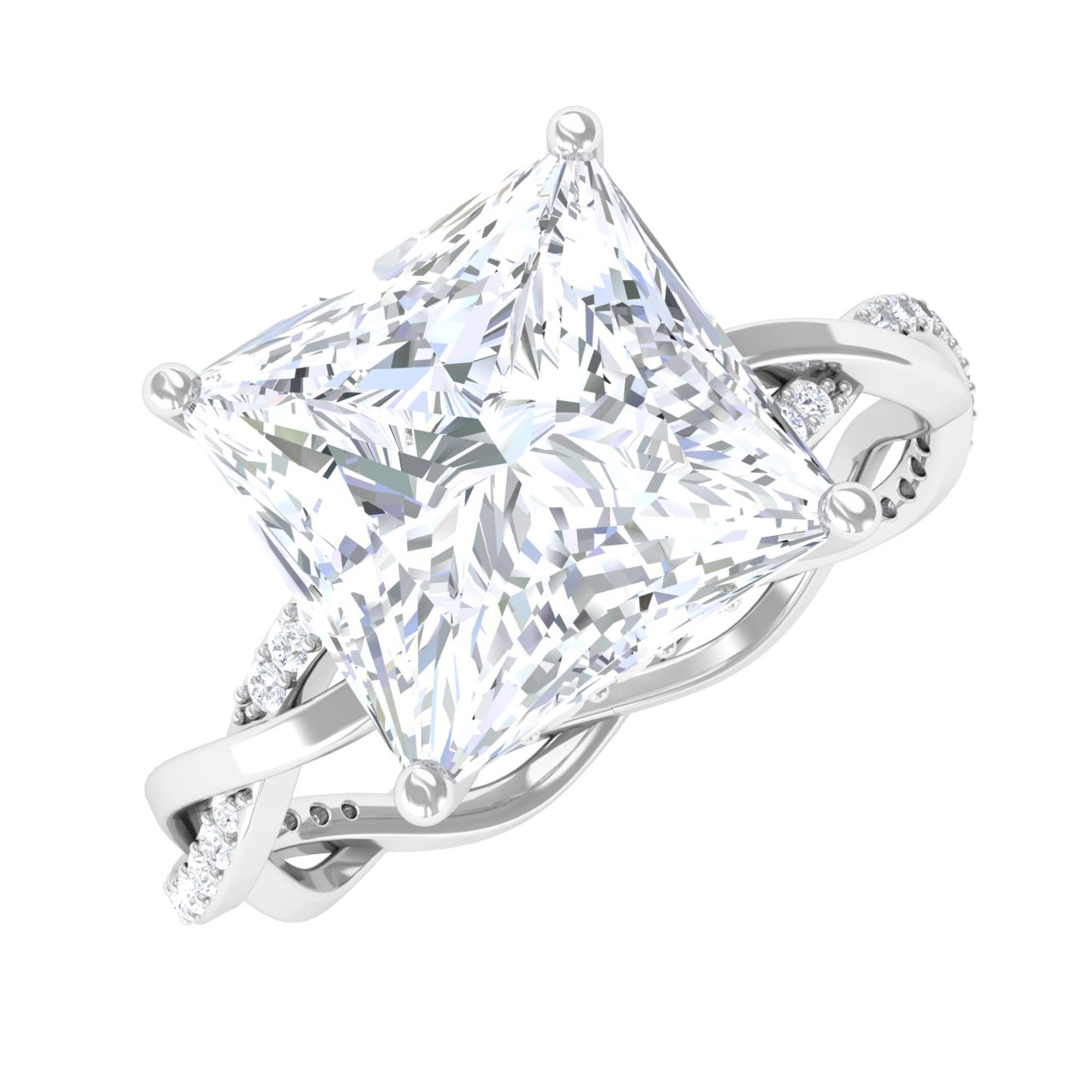 Rosec Jewels-Princess Cut Moissanite Solitaire Ring with Braided Shank