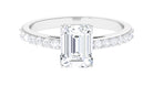 Rosec Jewels-2.25 CT Octagon Cut Moissanite Solitaire Ring in Prong Setting with Surface Side Stones and Hidden Halo