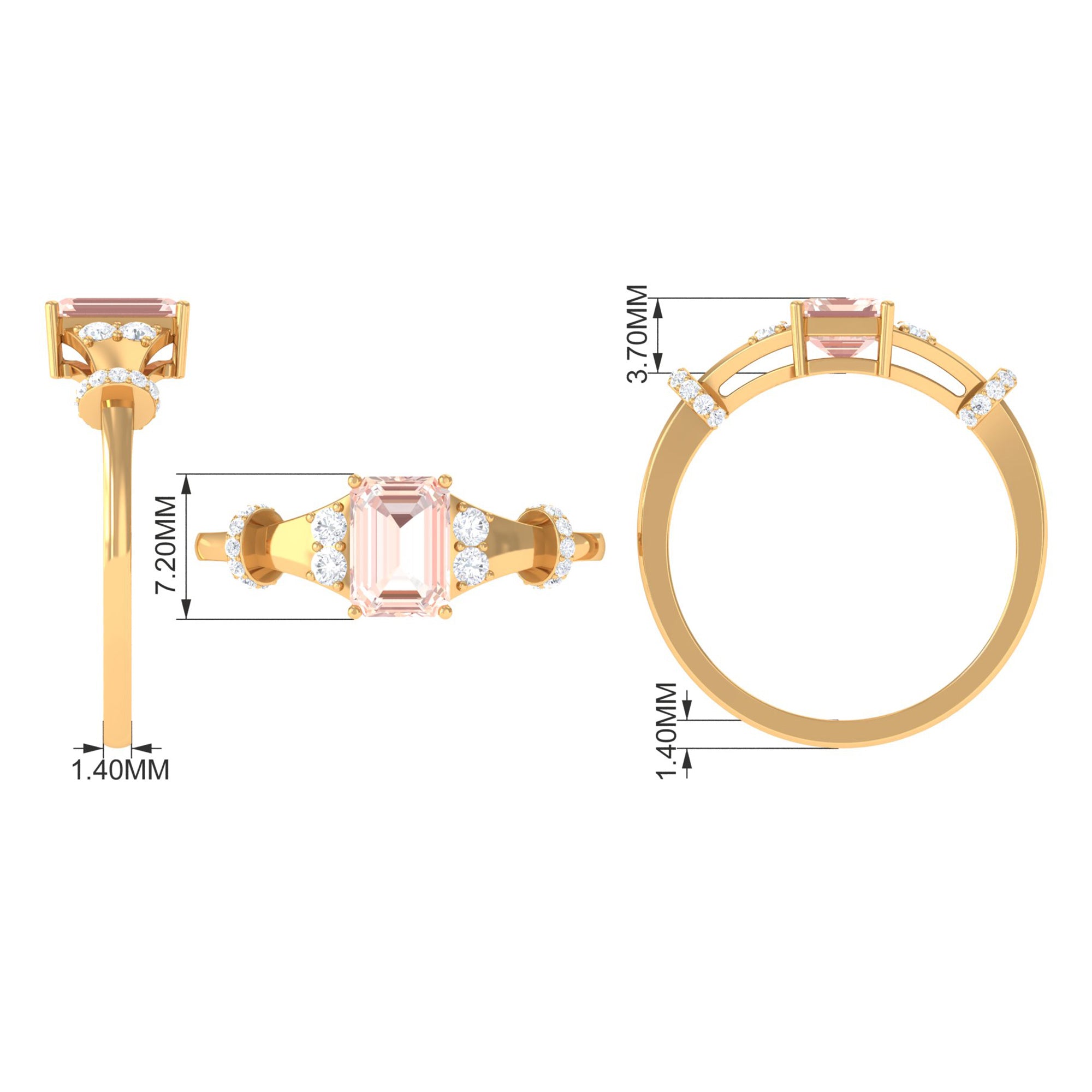 1.25 Ct Designer Morganite and Diamond Engagement Ring Morganite - ( AAA ) - Quality - Rosec Jewels