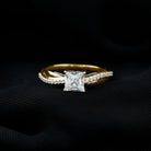 1.25 CT Princess Cut Cubic Zirconia Solitaire Engagement Ring in Gold Zircon - ( AAAA ) - Quality - Rosec Jewels