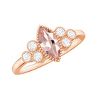 Designer Morganite and Diamond Trio Engagement Ring Morganite - ( AAA ) - Quality - Rosec Jewels