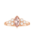 Designer Morganite and Diamond Trio Engagement Ring Morganite - ( AAA ) - Quality - Rosec Jewels