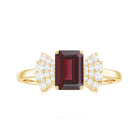 2.50 CT Designer Rhodolite Solitaire Ring with Diamond Stones Rhodolite - ( AAA ) - Quality - Rosec Jewels