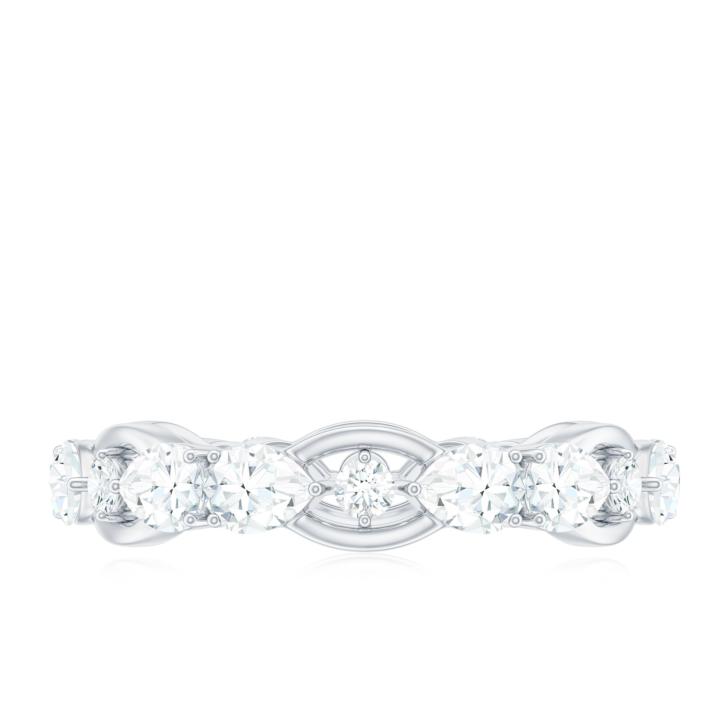 2 CT Round and Pear Cut Zircon East West Gold Eternity Ring Zircon - ( AAAA ) - Quality - Rosec Jewels