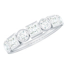 Rosec Jewels-1 Carat Alternate Bezel Set Moissanite Half Eternity Band in Gold