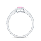 Oval Cut Rose Quartz Engagement Ring with Diamond Halo Rose Quartz - ( AAA ) - Quality - Rosec Jewels