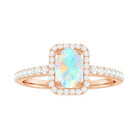 1.50 CT Oval Cut Ethiopian Opal Ring with Diamond Halo Ethiopian Opal - ( AAA ) - Quality - Rosec Jewels