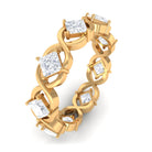 Princess Cut Zircon Gold Crossover Eternity Band Ring Zircon - ( AAAA ) - Quality - Rosec Jewels